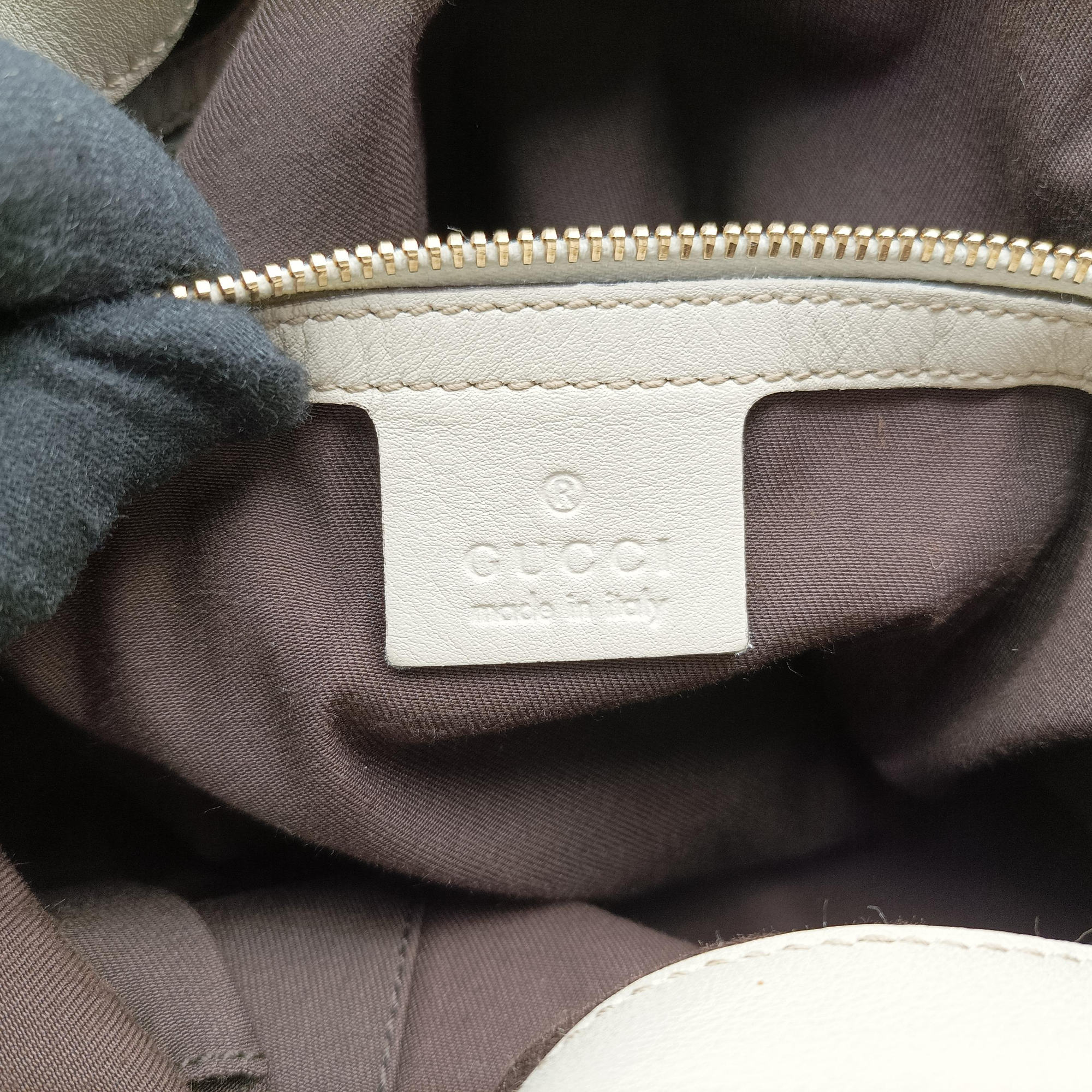 Pre-owned Gucci Indy Babouska Brown×White Leather×canvas 185566 shoulderbag | stylenewstar