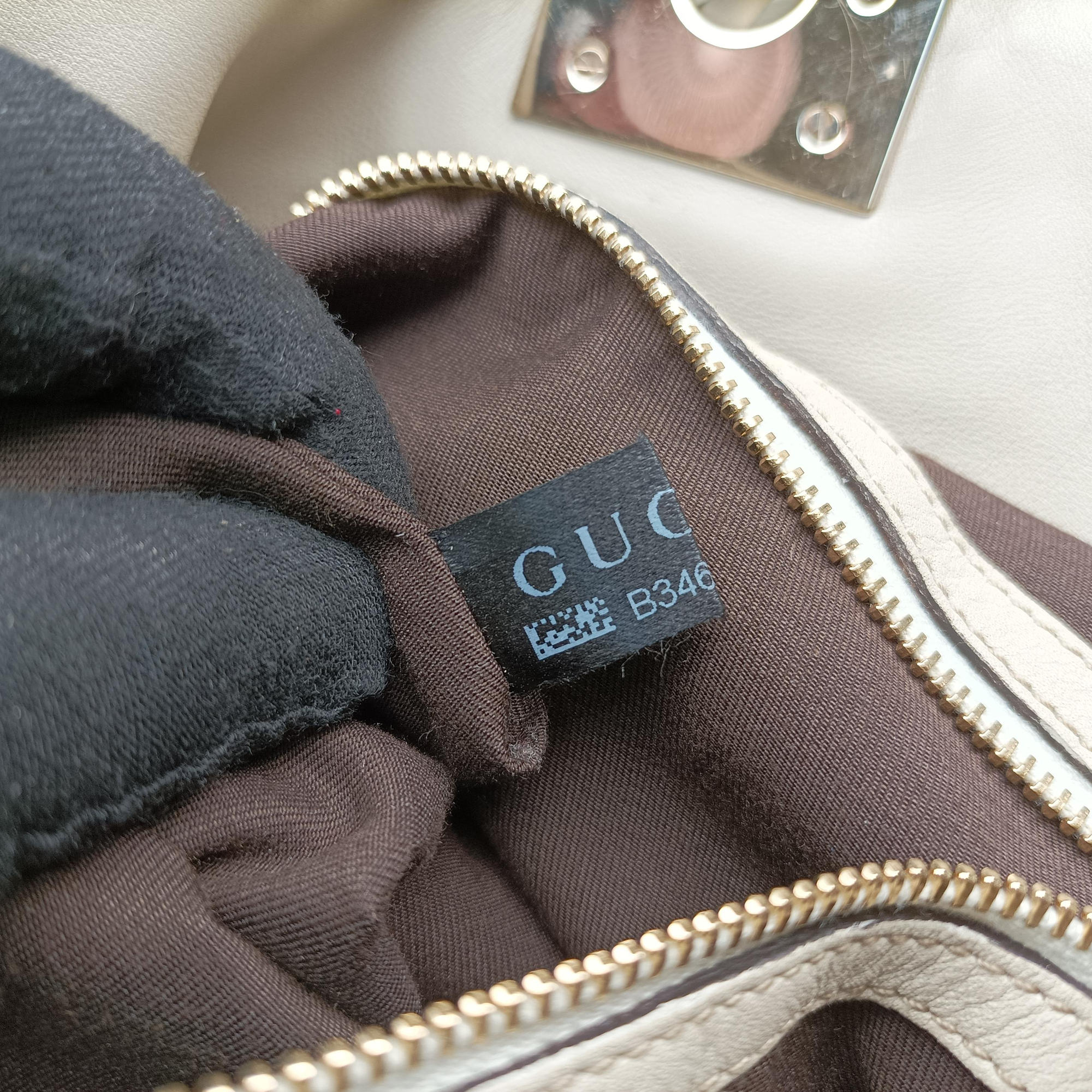 Pre-owned Gucci Indy Babouska Brown×White Leather×canvas 185566 shoulderbag | stylenewstar