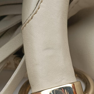 Pre-owned Gucci Indy Babouska Brown×White Leather×canvas 185566 shoulderbag | stylenewstar