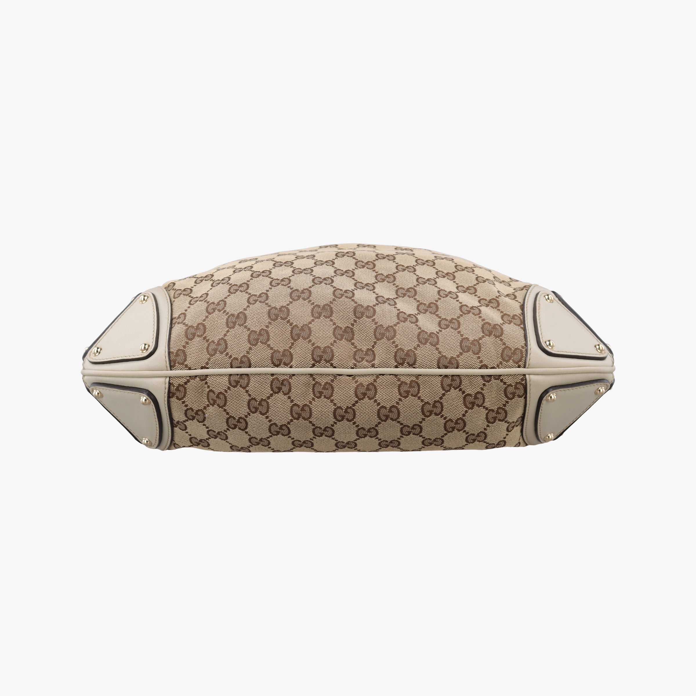 Pre-owned Gucci Indy Babouska Brown×White Leather×canvas 185566 shoulderbag | stylenewstar