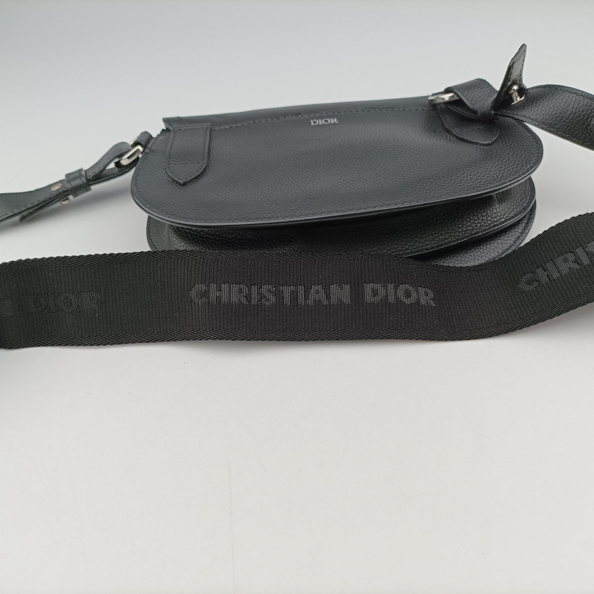 Pre-owned Christian Dior Saddle Black leather  shoulderbag | stylenewstar