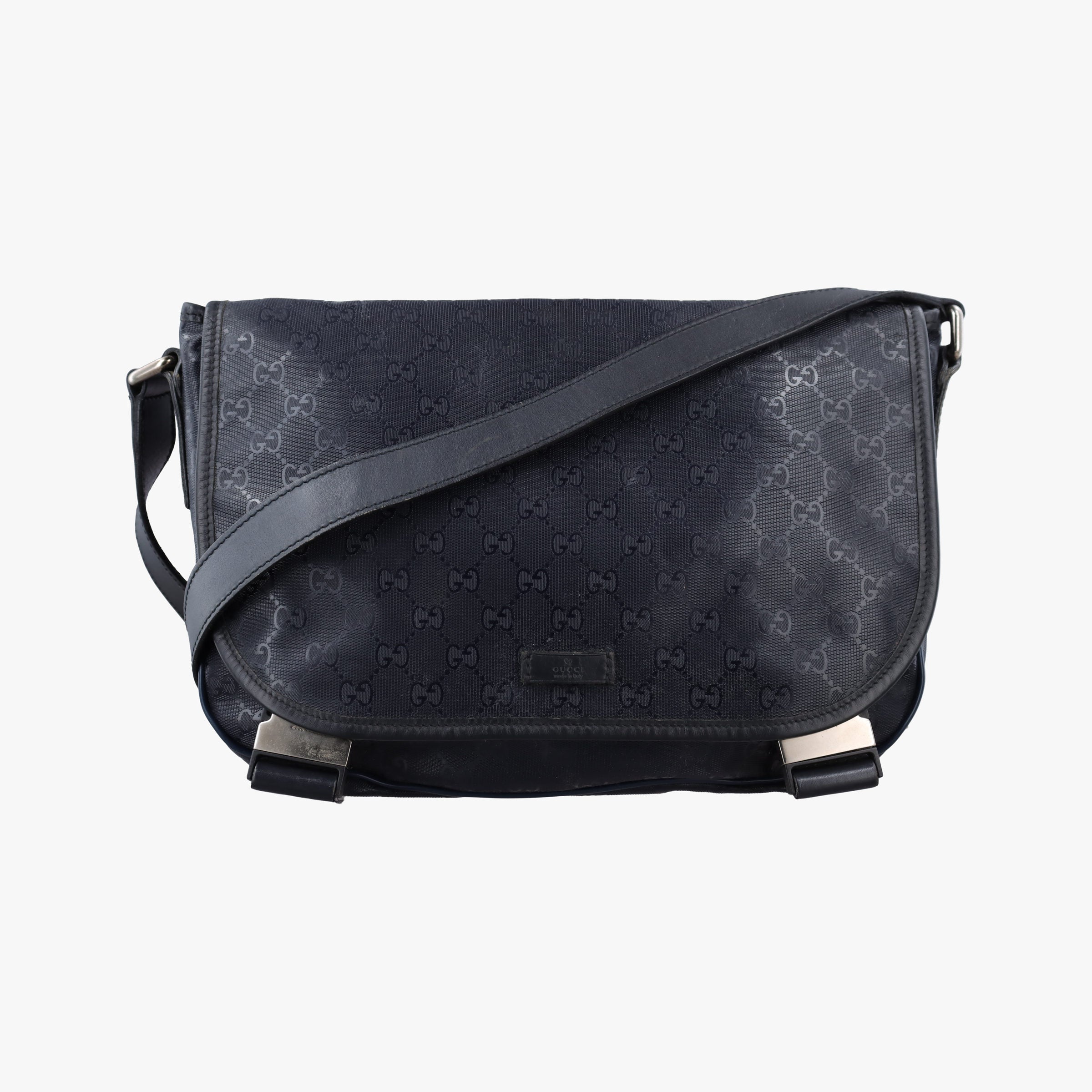 Vintage Gucci GG Plus Messenger Black PVC coated canvas 201732 shoulderbag | stylenewstar