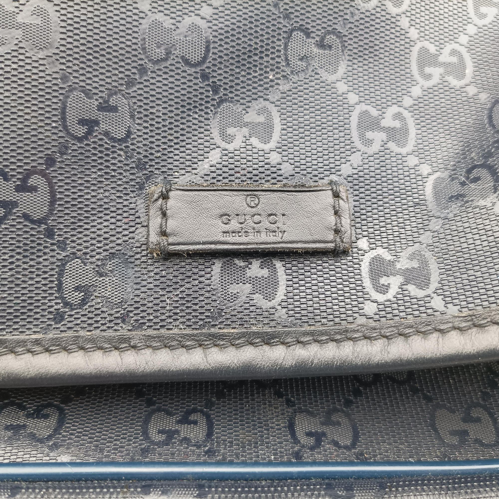Vintage Gucci GG Plus Messenger Black PVC coated canvas 201732 shoulderbag | stylenewstar