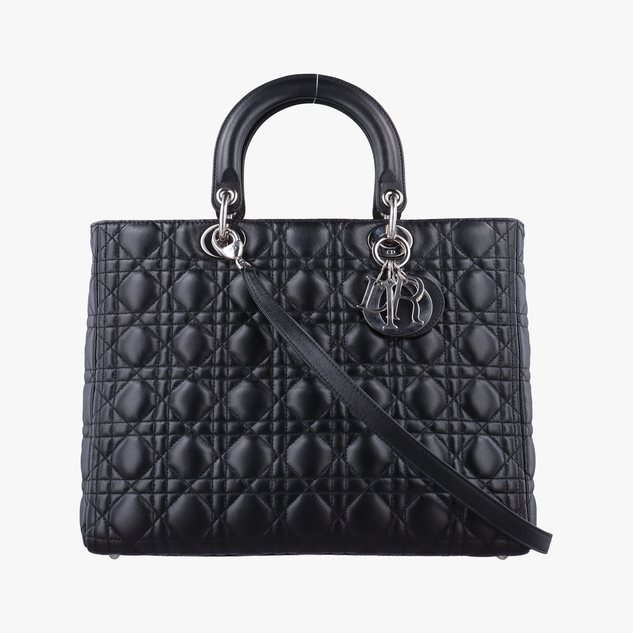 Pre-owned Christian Dior Lady Dior Black lambskin  shoulderbag | stylenewstar