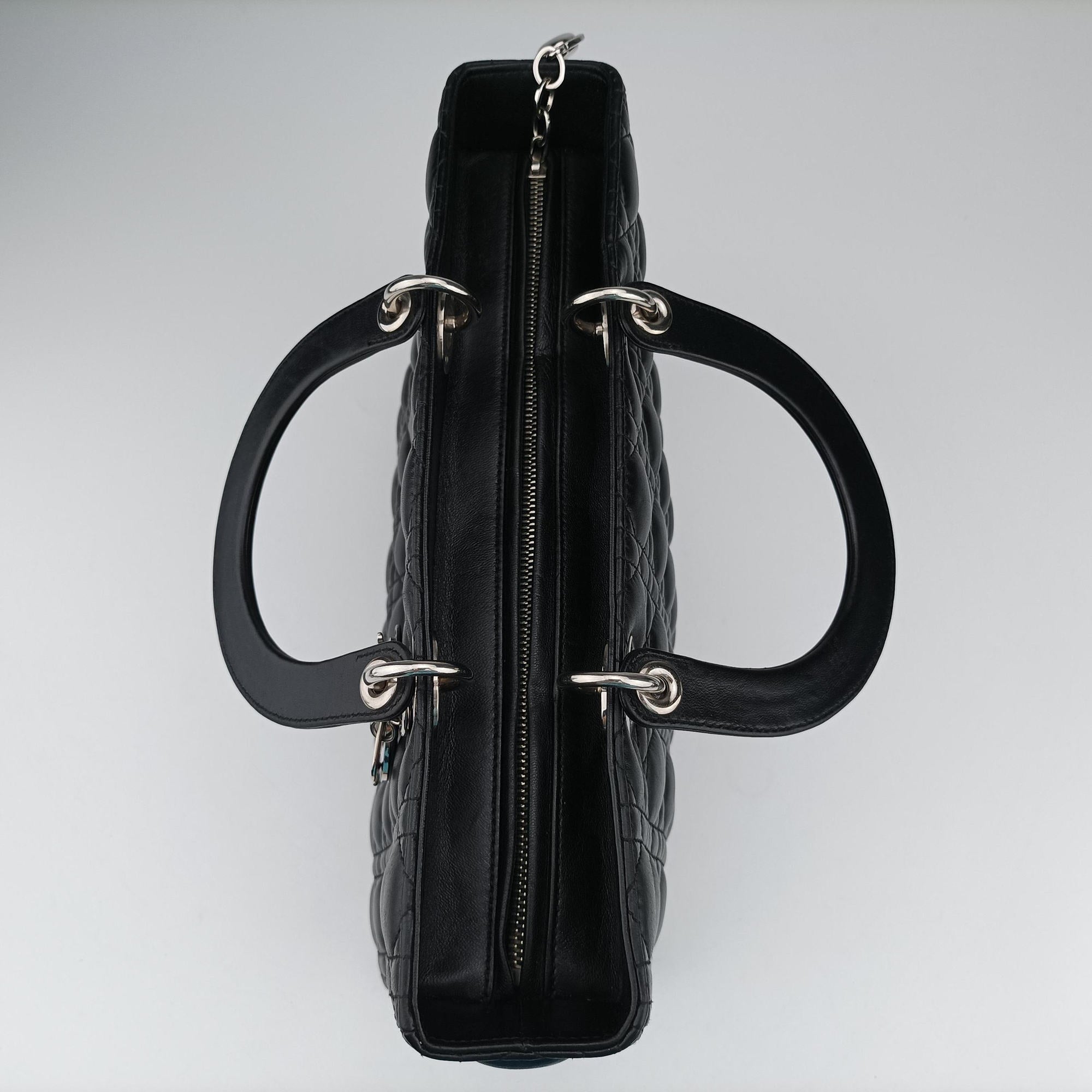 Pre-owned Christian Dior Lady Dior Black lambskin  shoulderbag | stylenewstar