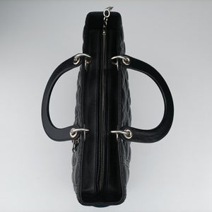 Pre-owned Christian Dior Lady Dior Black lambskin  shoulderbag | stylenewstar