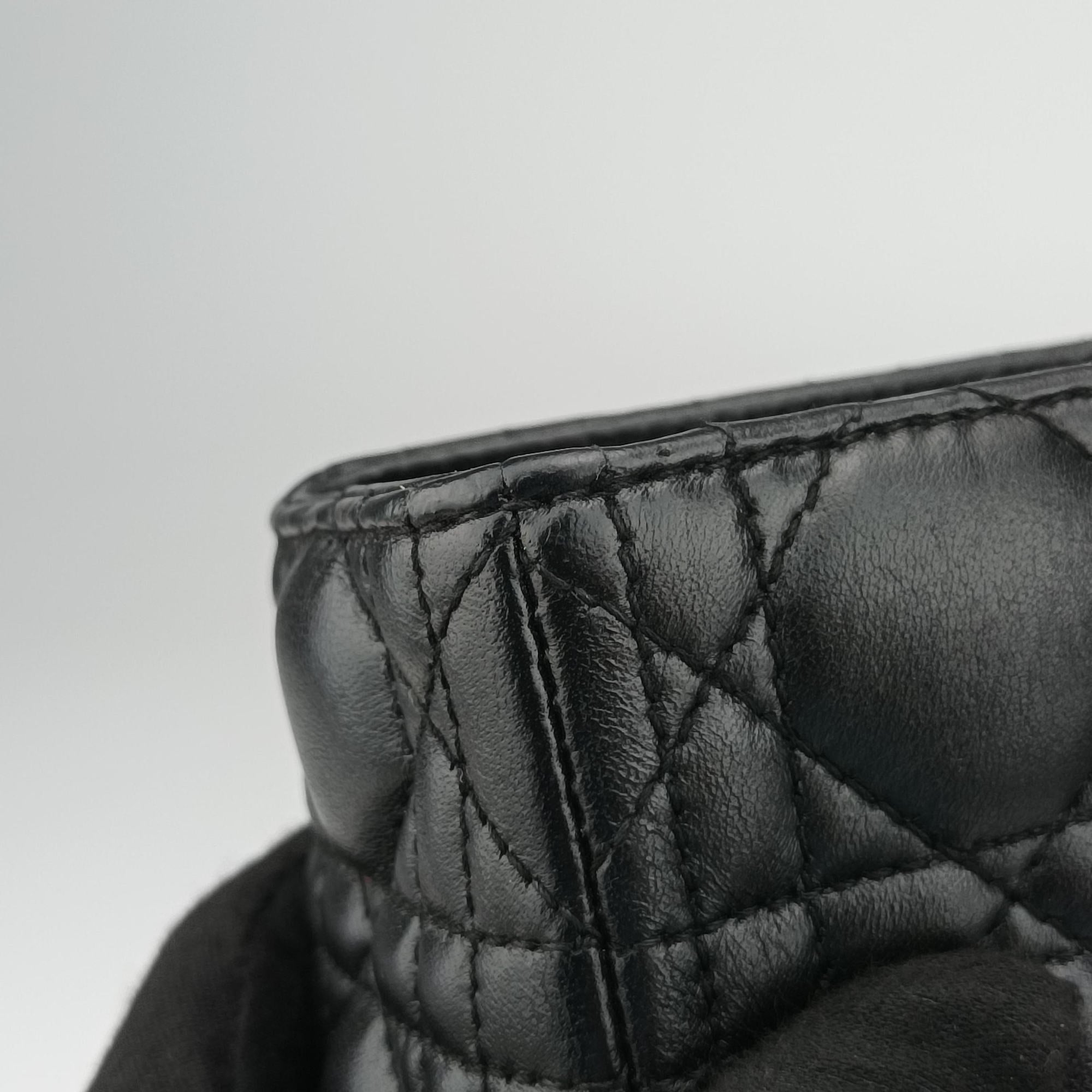Pre-owned Christian Dior Lady Dior Black lambskin  shoulderbag | stylenewstar