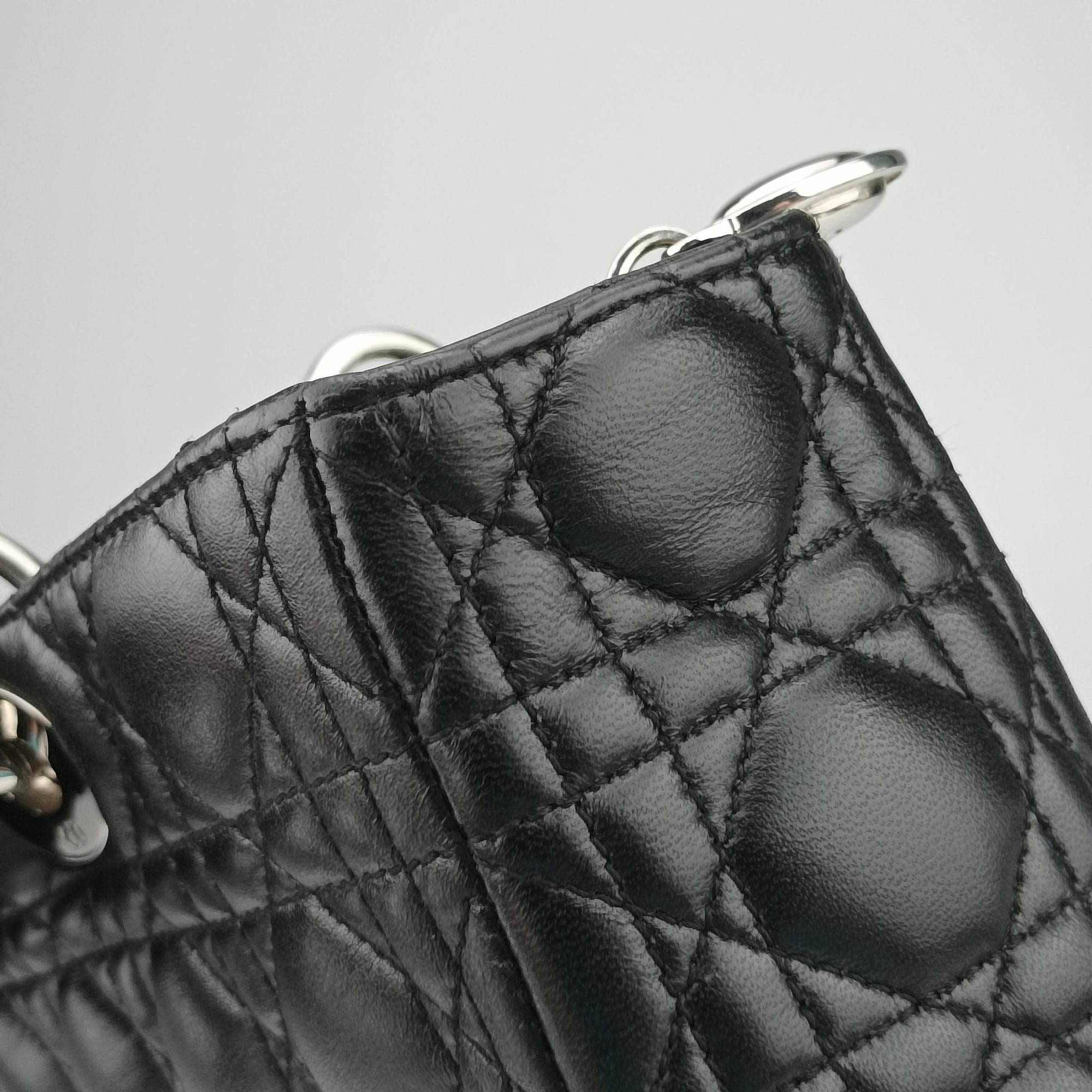 Pre-owned Christian Dior Lady Dior Black lambskin  shoulderbag | stylenewstar