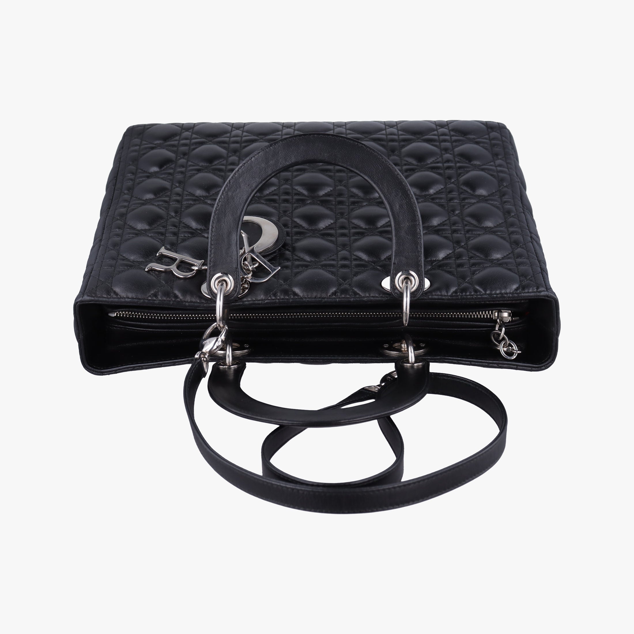 Pre-owned Christian Dior Lady Dior Black lambskin  shoulderbag | stylenewstar