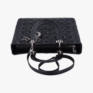 Pre-owned Christian Dior Lady Dior Black lambskin  shoulderbag | stylenewstar