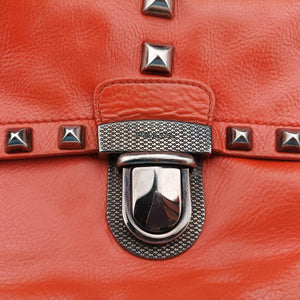Pre-owned Prada Studded Orange Leather  shoulderbag | stylenewstar