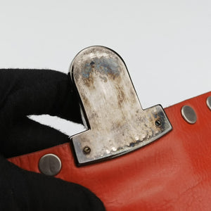 Pre-owned Prada Studded Orange Leather  shoulderbag | stylenewstar