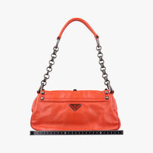 Pre-owned Prada Studded Orange Leather  shoulderbag | stylenewstar
