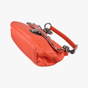 Pre-owned Prada Studded Orange Leather  shoulderbag | stylenewstar