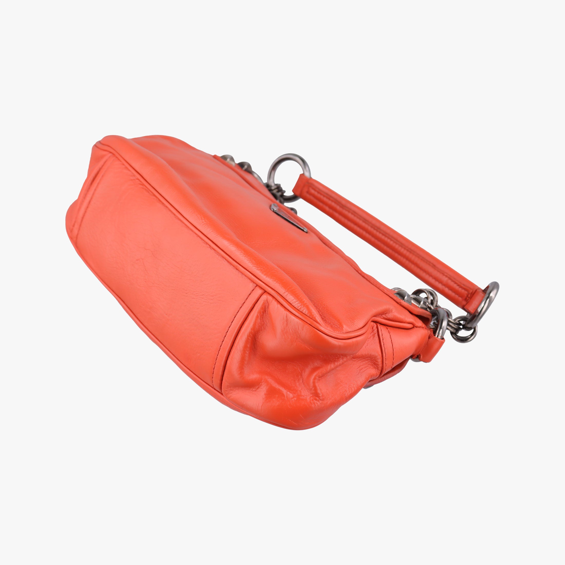 Pre-owned Prada Studded Orange Leather  shoulderbag | stylenewstar