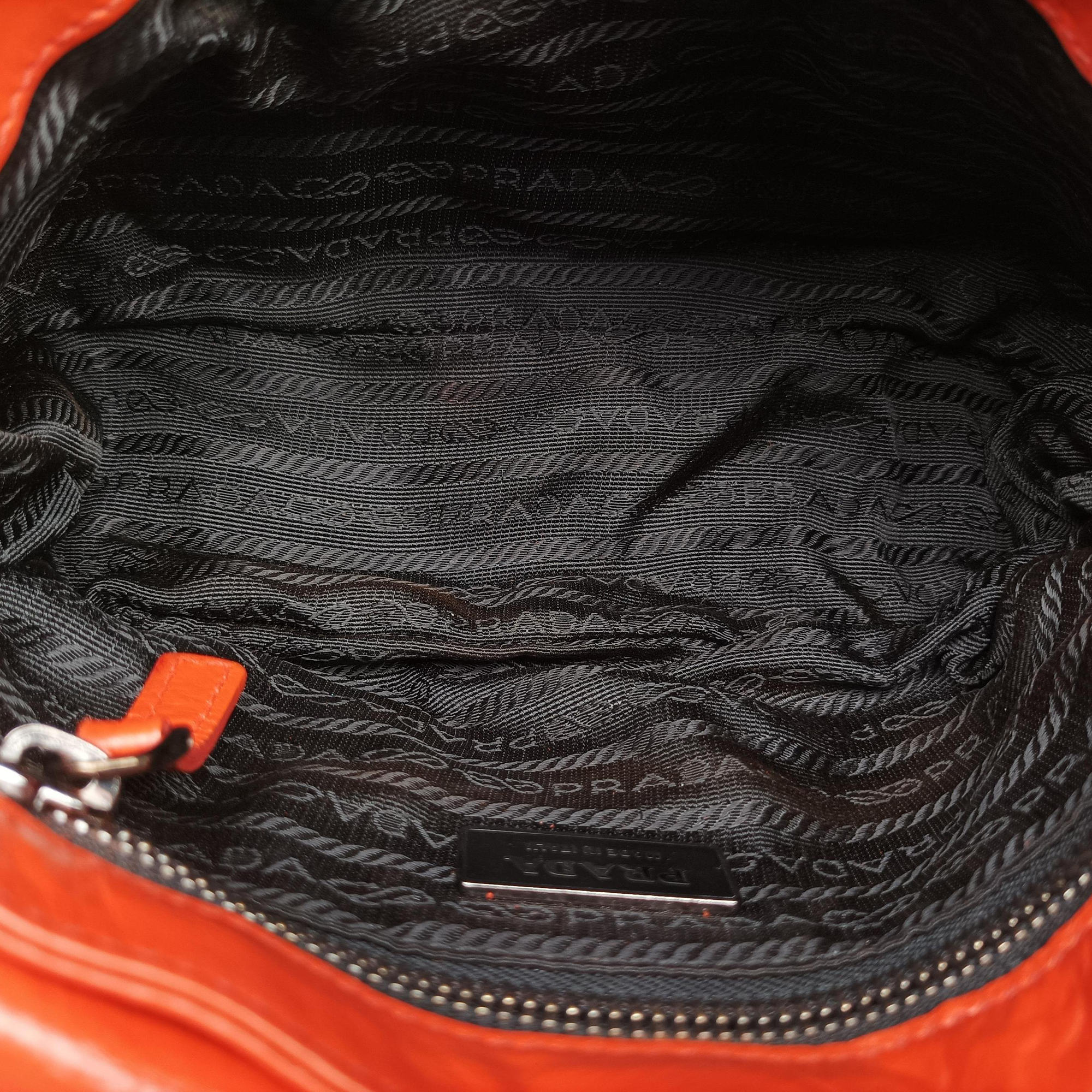 Pre-owned Prada Studded Orange Leather  shoulderbag | stylenewstar