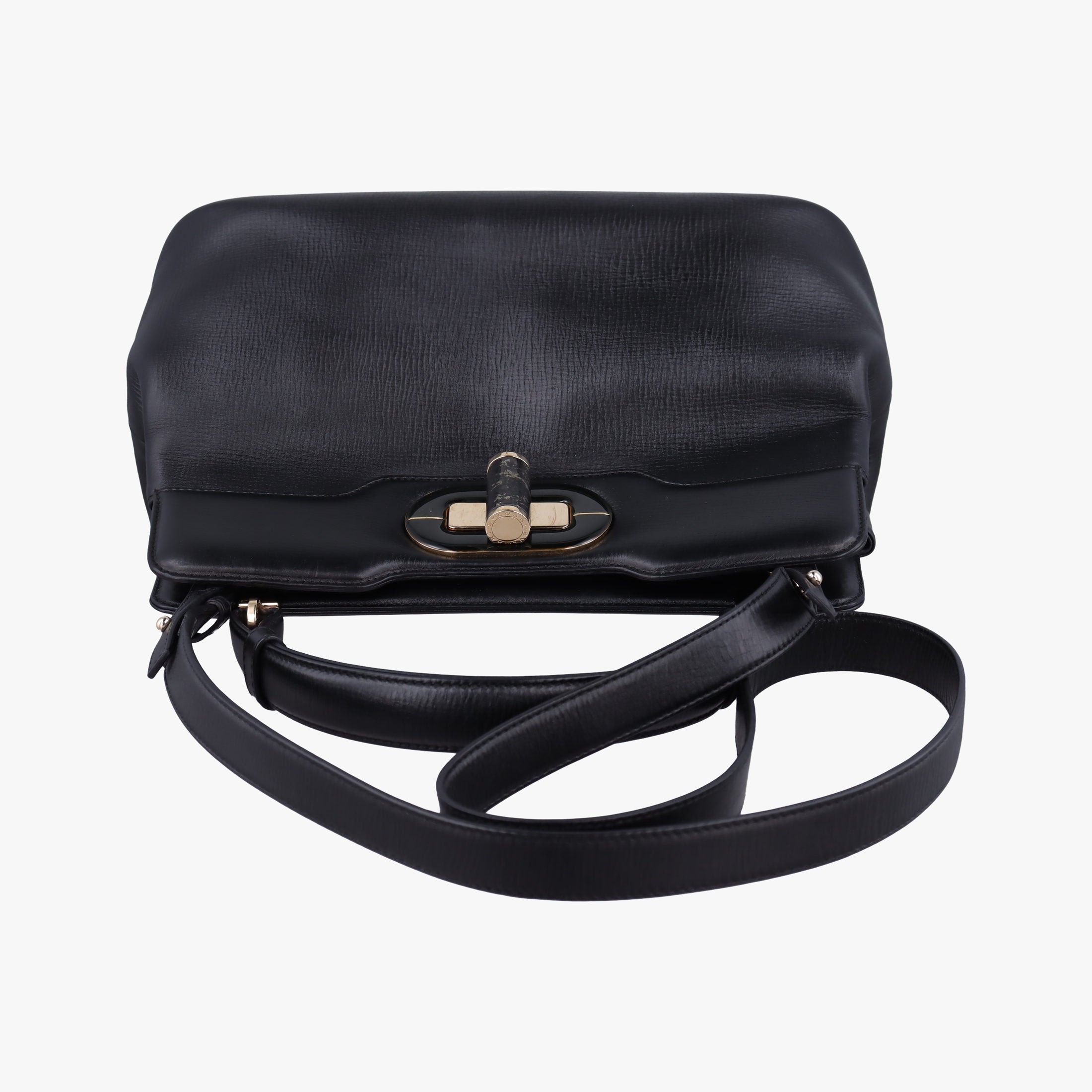 Pre-owned Bvlgari Isabella Rossellini Black Leather  shoulderbag | stylenewstar