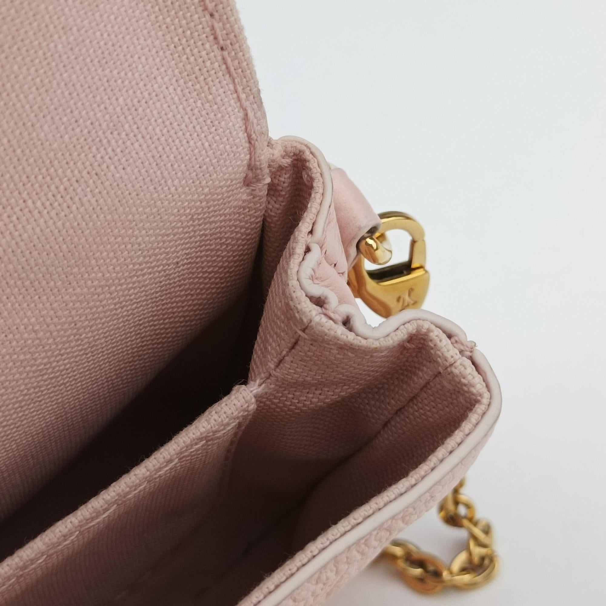 Pre-owned Louis Vuitton Micro Metis Pouch Chain Monogram Rose Pomelo Monogram Empreinte M81389 shoulderbag | stylenewstar