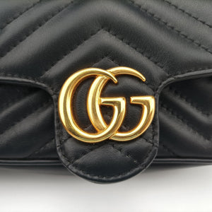 Pre-owned Gucci GG Marmont Black Leather 476433 shoulderbag | stylenewstar