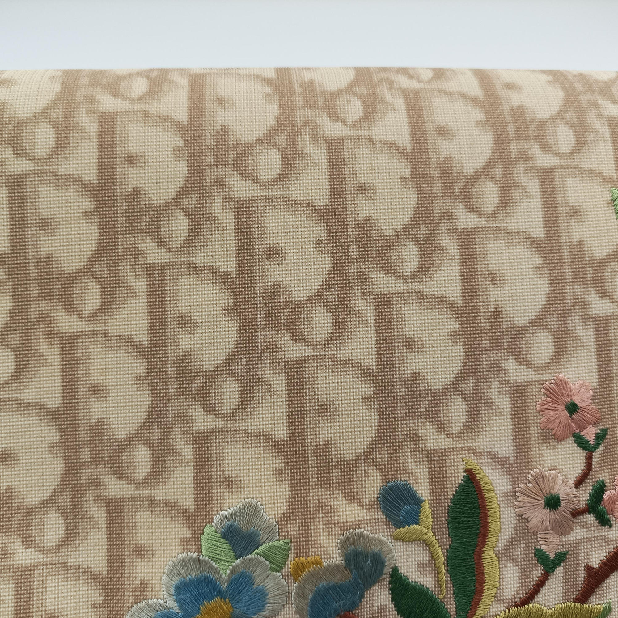Pre-owned Christian Dior Trotter Flower Beige PVC Coated Canvas Floral Embroidery  shoulderbag | stylenewstar