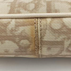 Pre-owned Christian Dior Trotter Flower Beige PVC Coated Canvas Floral Embroidery  shoulderbag | stylenewstar