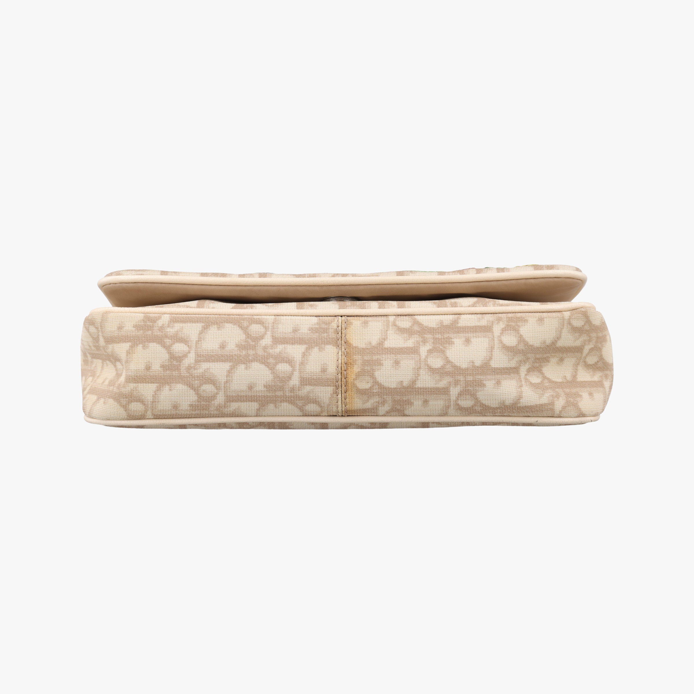 Pre-owned Christian Dior Trotter Flower Beige PVC Coated Canvas Floral Embroidery  shoulderbag | stylenewstar
