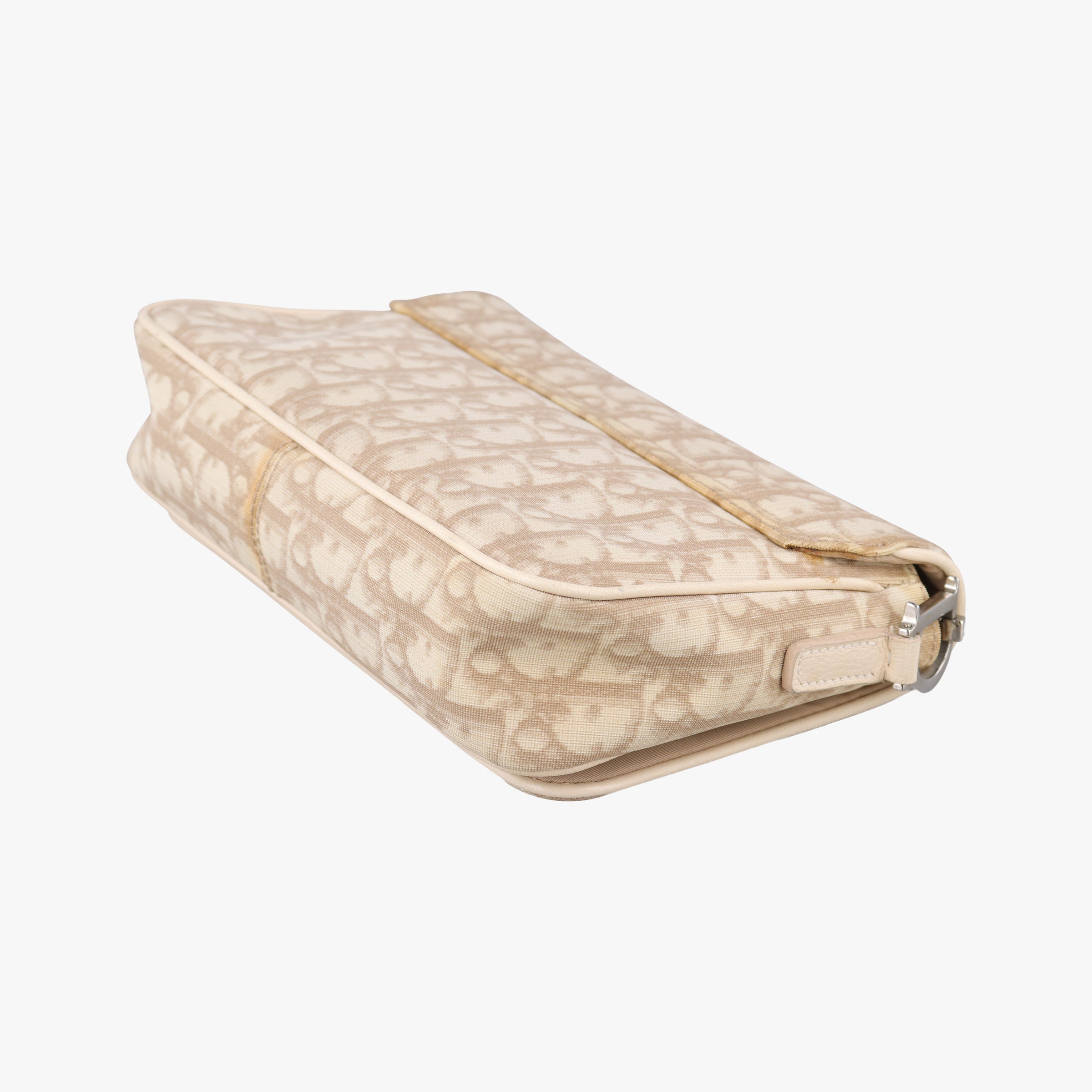 Pre-owned Christian Dior Trotter Flower Beige PVC Coated Canvas Floral Embroidery  shoulderbag | stylenewstar