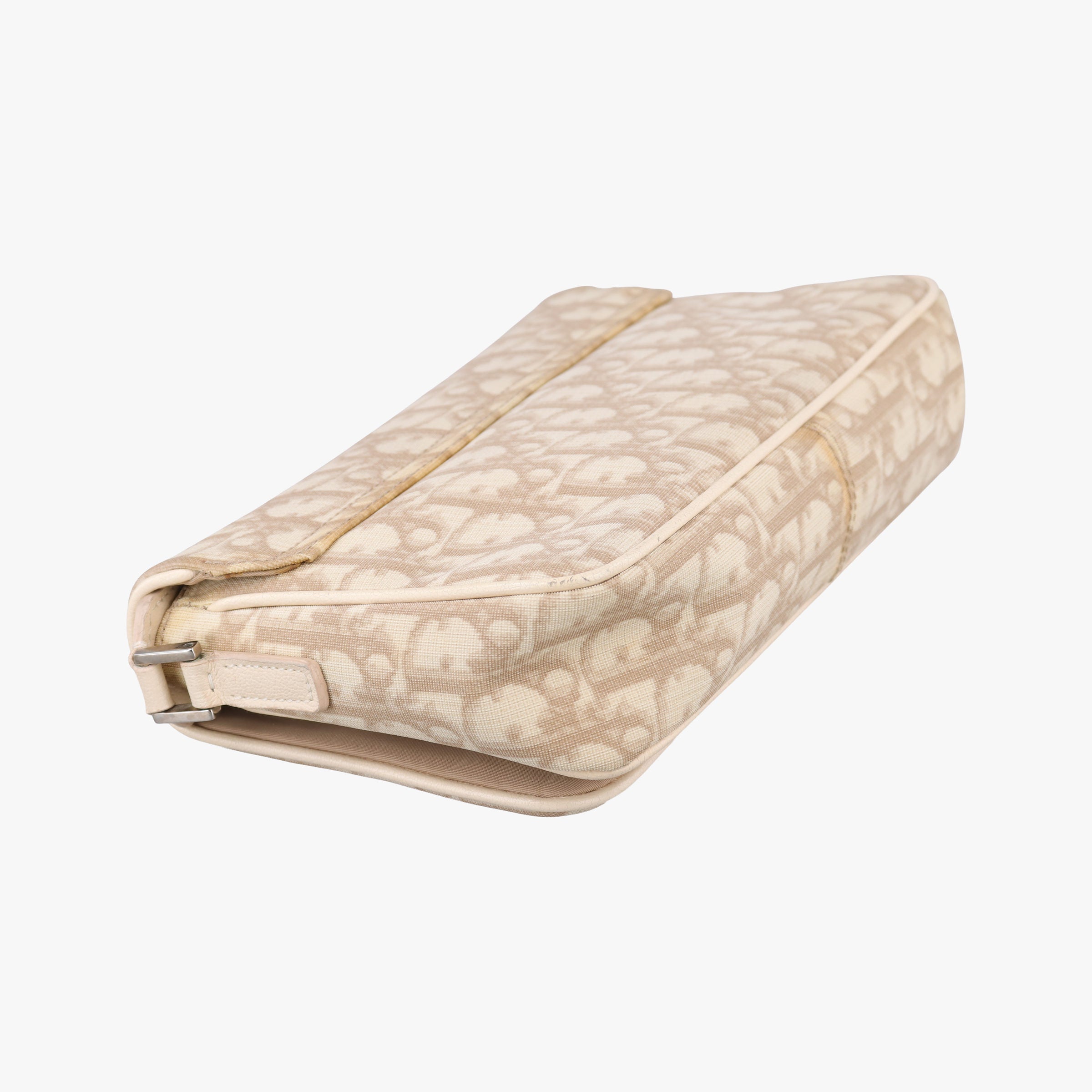 Pre-owned Christian Dior Trotter Flower Beige PVC Coated Canvas Floral Embroidery  shoulderbag | stylenewstar