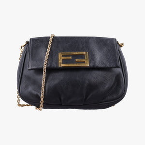 Pre-owned Fendi Fendista Pochette Black Leather 8M0276 shoulderbag | stylenewstar