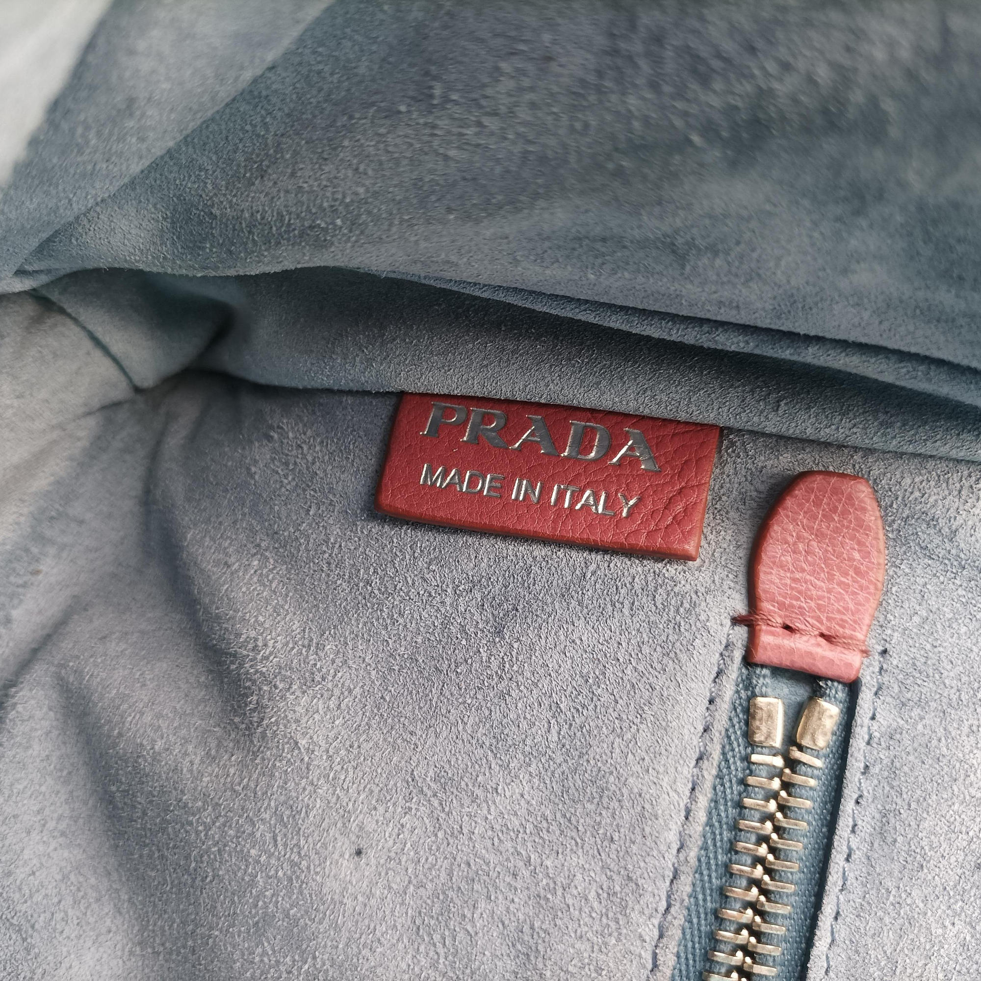 Pre-owned Prada Etiquette Blue Denim x Leather  shoulderbag | stylenewstar