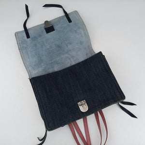 Pre-owned Prada Etiquette Blue Denim x Leather  shoulderbag | stylenewstar