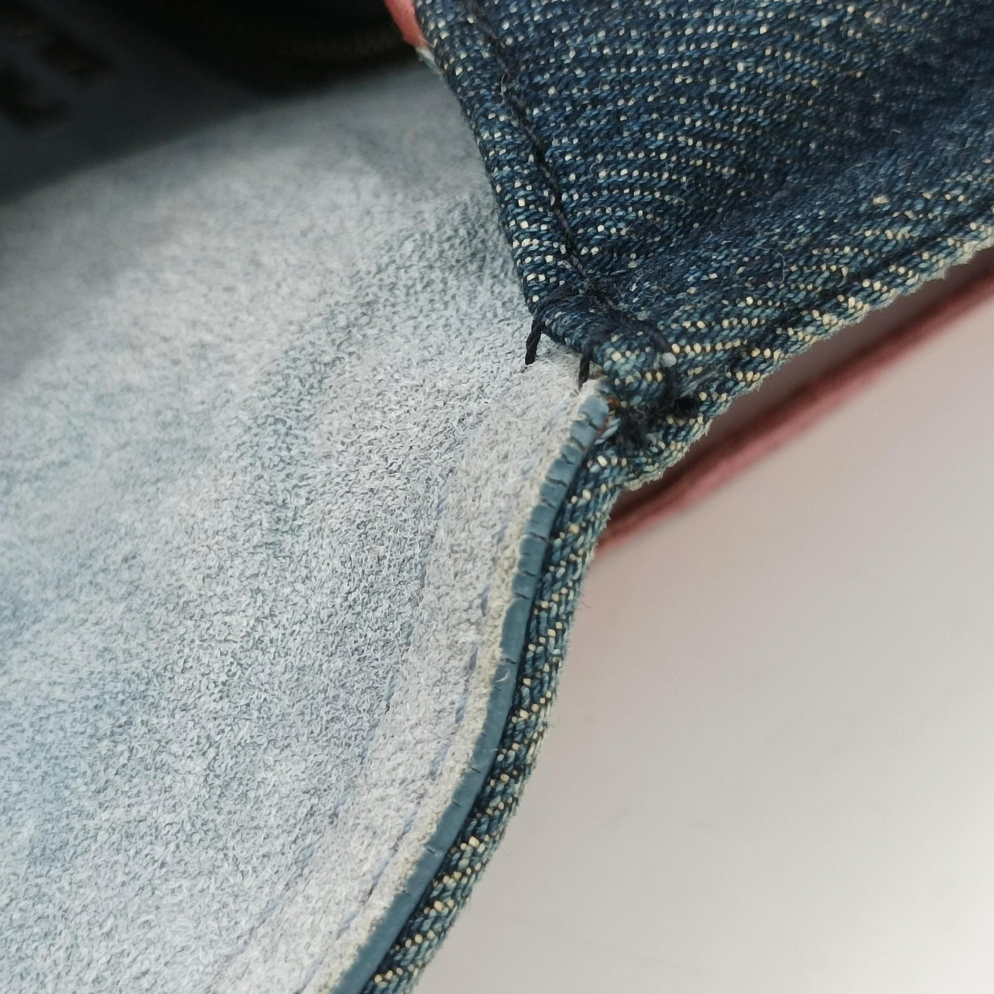 Pre-owned Prada Etiquette Blue Denim x Leather  shoulderbag | stylenewstar