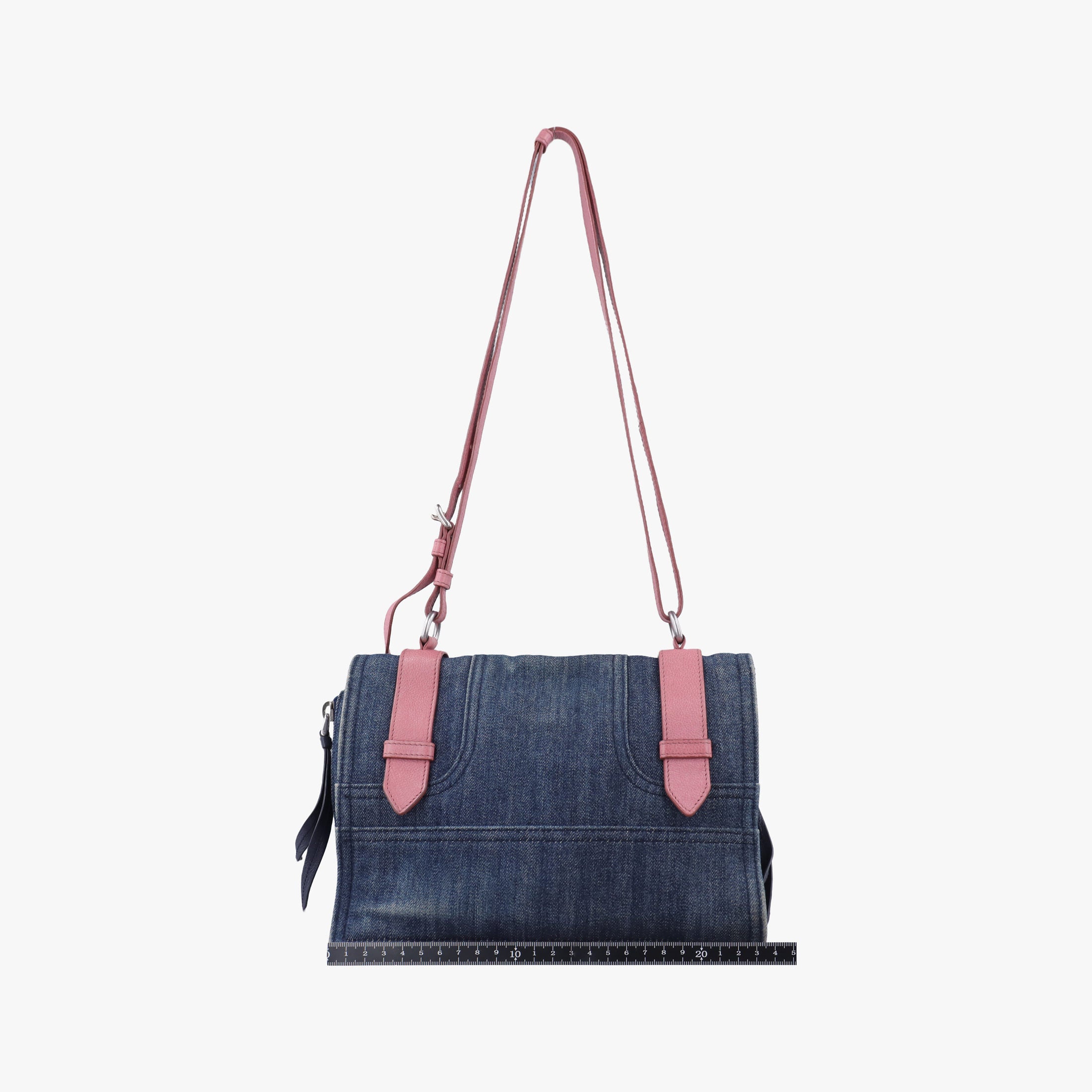 Pre-owned Prada Etiquette Blue Denim x Leather  shoulderbag | stylenewstar