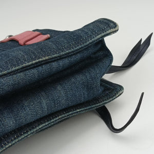 Pre-owned Prada Etiquette Blue Denim x Leather  shoulderbag | stylenewstar