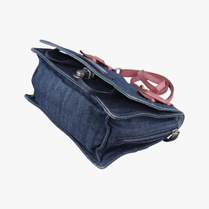 Pre-owned Prada Etiquette Blue Denim x Leather  shoulderbag | stylenewstar