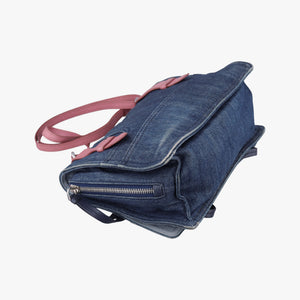 Pre-owned Prada Etiquette Blue Denim x Leather  shoulderbag | stylenewstar