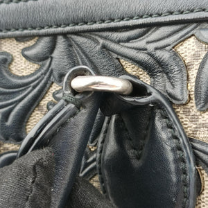Pre-owned Gucci Arabesque Boston Beige×Black PVC coated canvas×Leather 409529 shoulderbag | stylenewstar