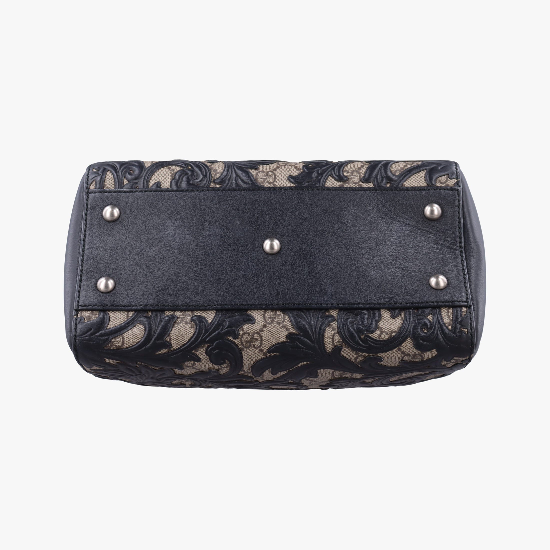 Pre-owned Gucci Arabesque Boston Beige×Black PVC coated canvas×Leather 409529 shoulderbag | stylenewstar