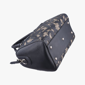 Pre-owned Gucci Arabesque Boston Beige×Black PVC coated canvas×Leather 409529 shoulderbag | stylenewstar