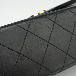 Vintage Chanel Matelasse W Flap Chain Black lambskin  shoulderbag | stylenewstar