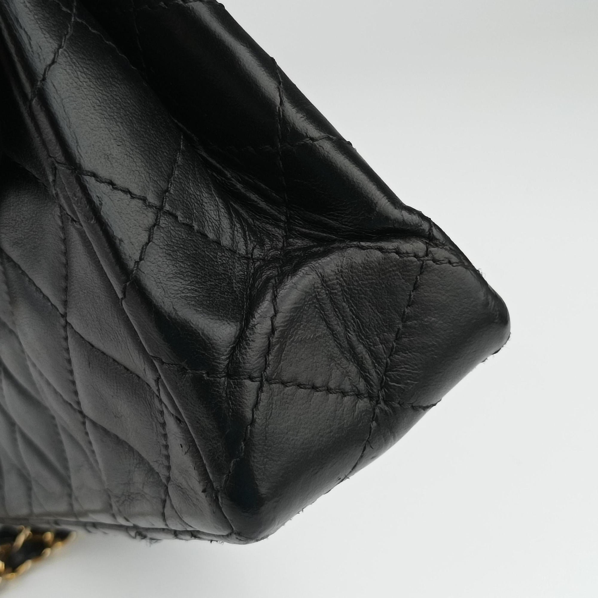 Vintage Chanel Matelasse W Flap Chain Black lambskin  shoulderbag | stylenewstar