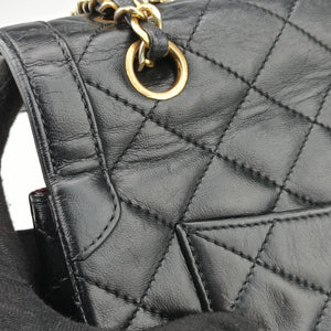 Vintage Chanel Matelasse W Flap Chain Black lambskin  shoulderbag | stylenewstar