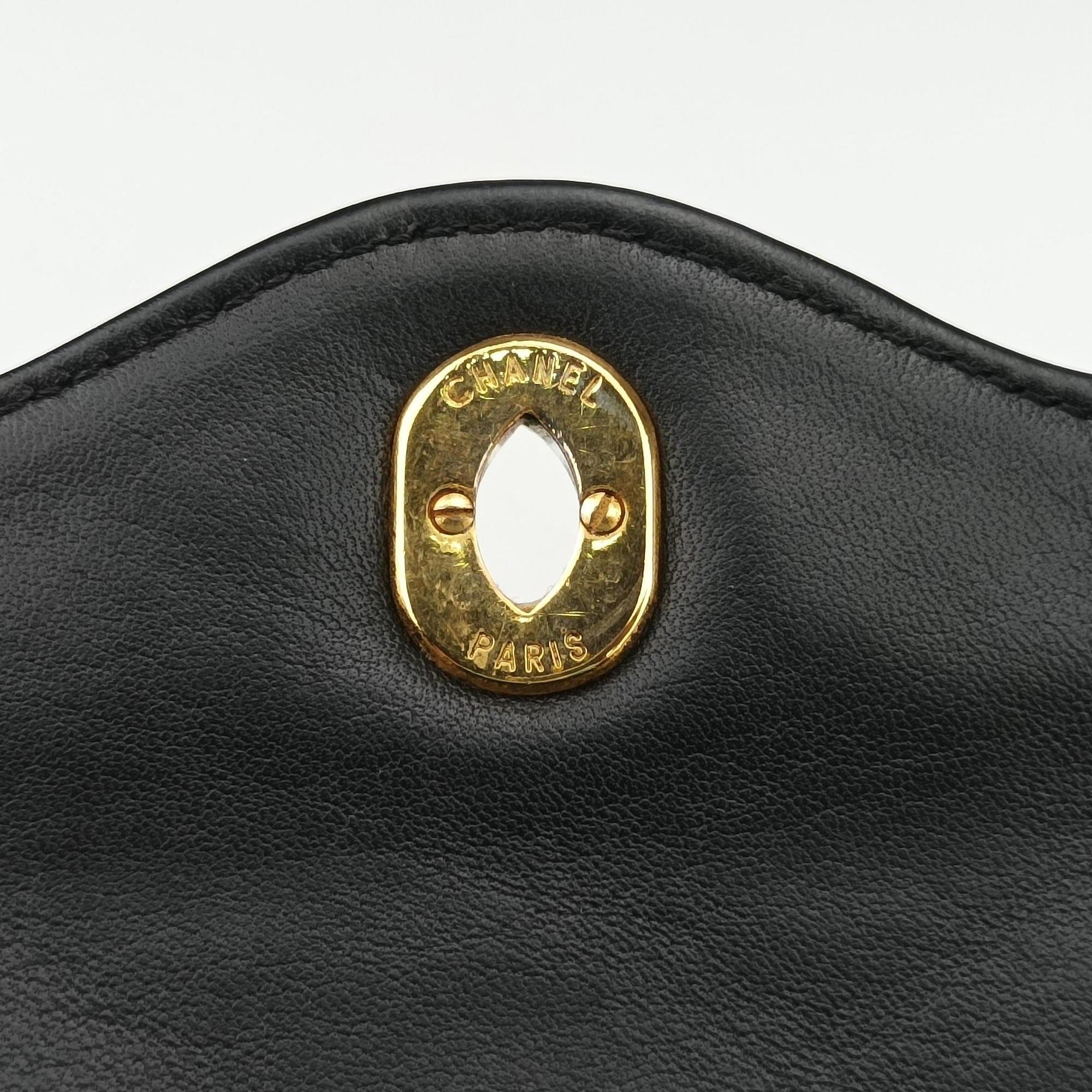 Vintage Chanel Matelasse W Flap Chain Black lambskin  shoulderbag | stylenewstar