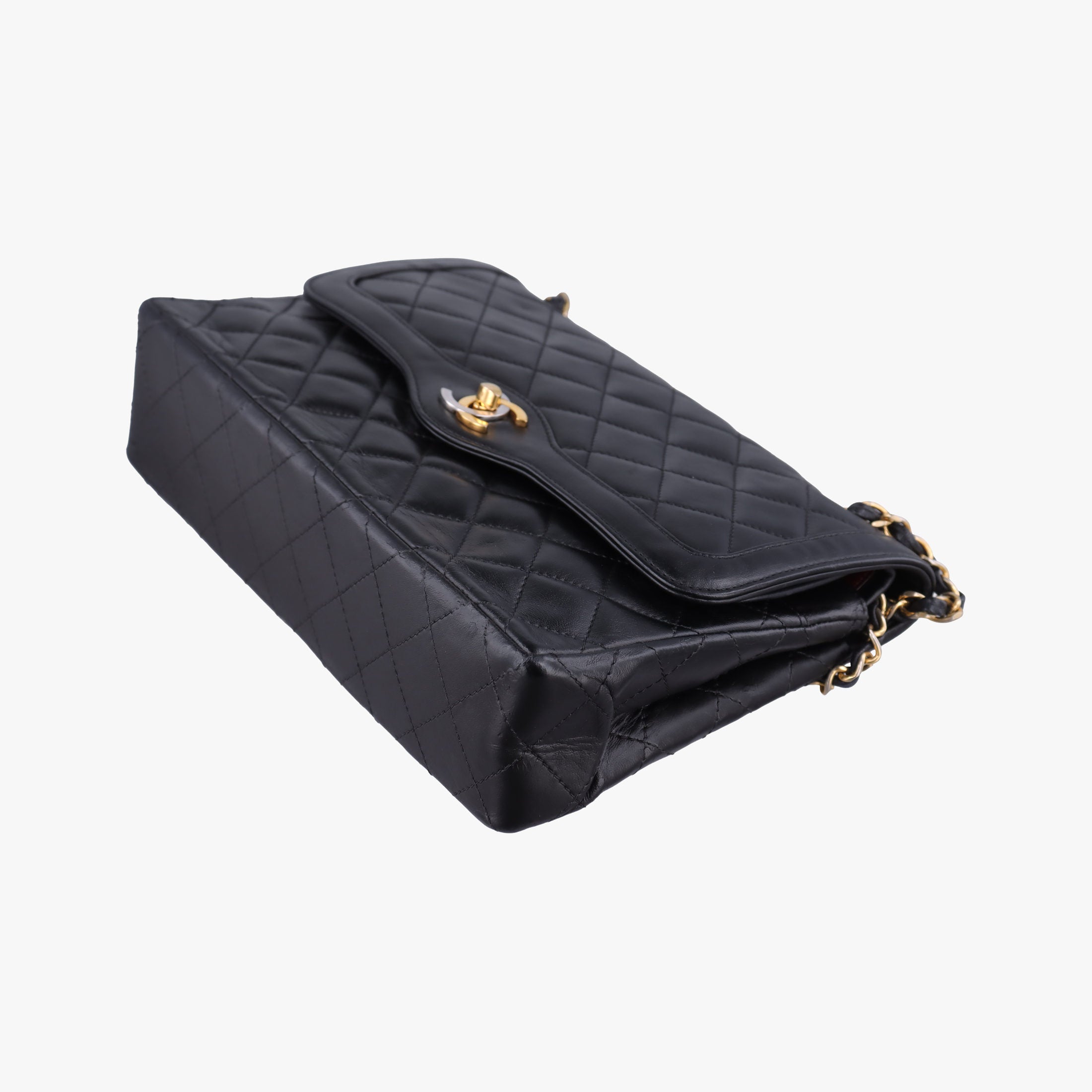 Vintage Chanel Matelasse W Flap Chain Black lambskin  shoulderbag | stylenewstar