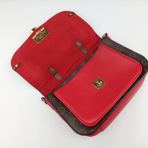 Pre-owned Louis Vuitton VaugirardPM Brown × Coquelicot Monogram Canvas×calf leather M44548 shoulderbag | stylenewstar