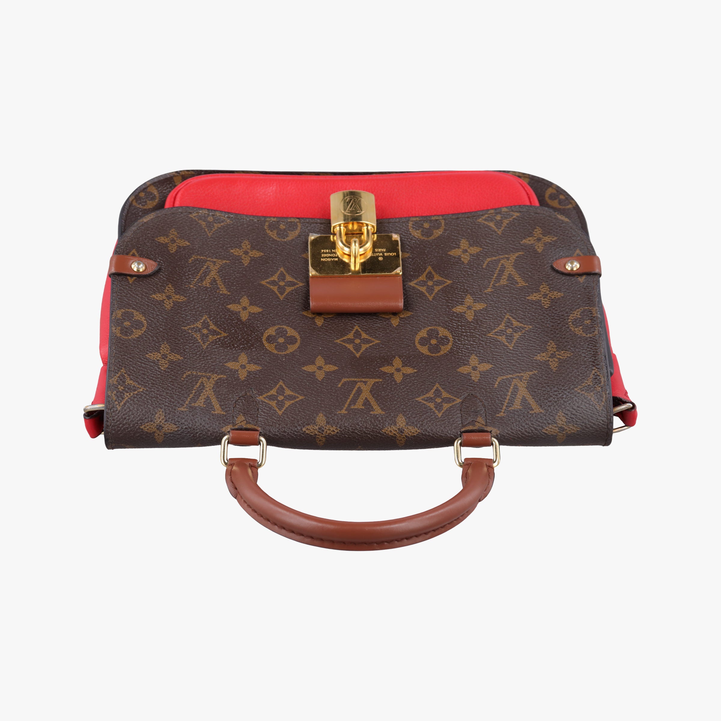 Pre-owned Louis Vuitton VaugirardPM Brown × Coquelicot Monogram Canvas×calf leather M44548 shoulderbag | stylenewstar