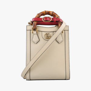 Pre-owned Gucci Diana Bamboo White Leather 739079 shoulderbag | stylenewstar