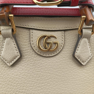 Pre-owned Gucci Diana Bamboo White Leather 739079 shoulderbag | stylenewstar