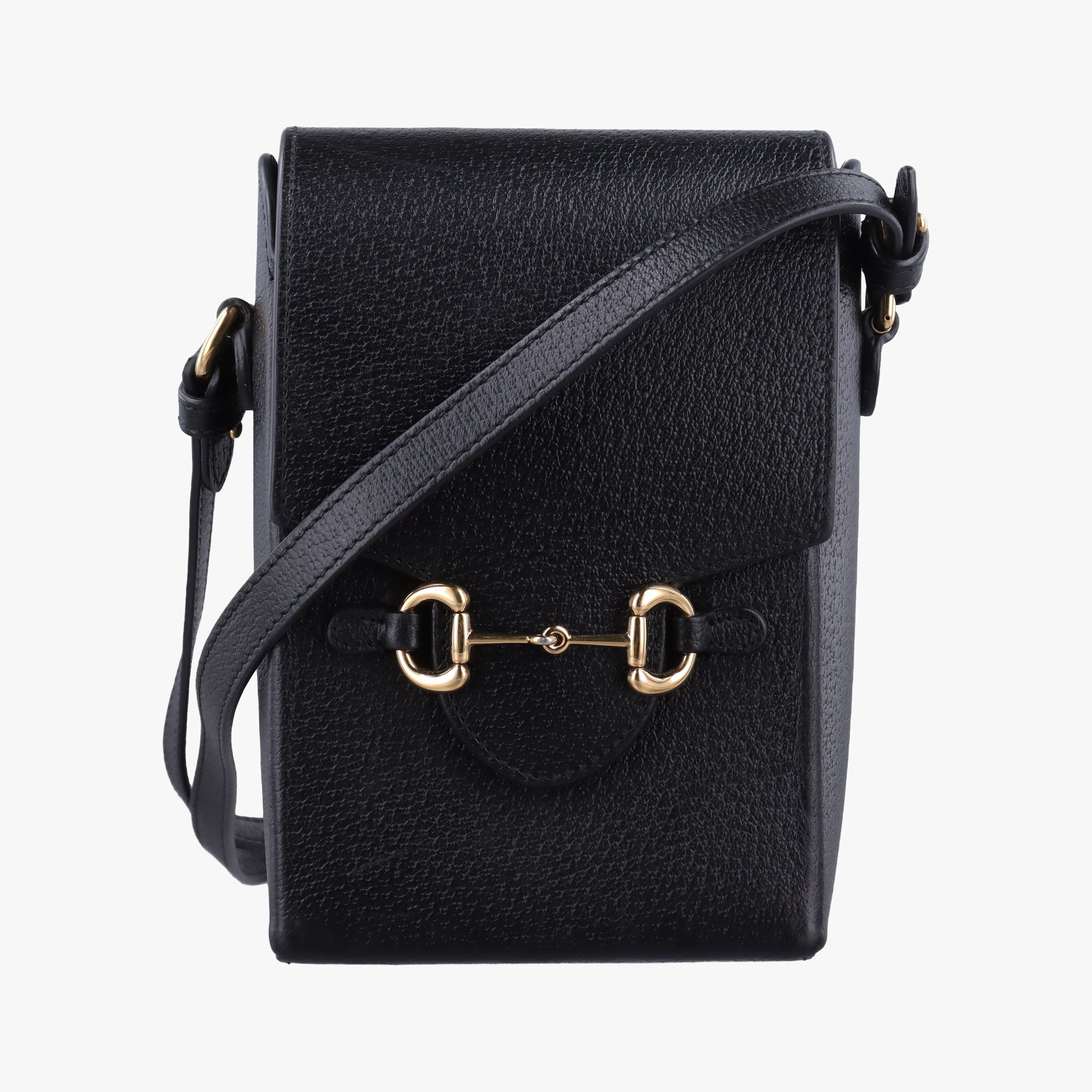 Pre-owned Gucci Horsebit 1955 Black Leather 732302 shoulderbag | stylenewstar