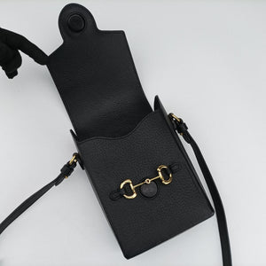 Pre-owned Gucci Horsebit 1955 Black Leather 732302 shoulderbag | stylenewstar